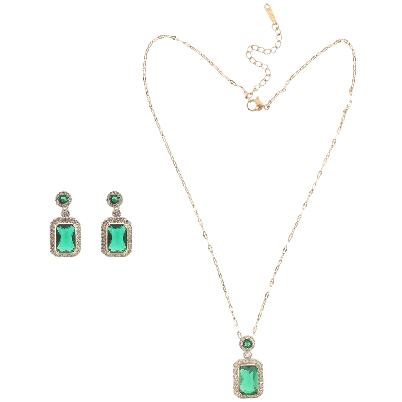 

1 set 1 Set Jewelry Set For Women Dainty Rhinestone Pendant Necklace Drop Earrings On Metal Chain Party Fashion Jewelry Sets