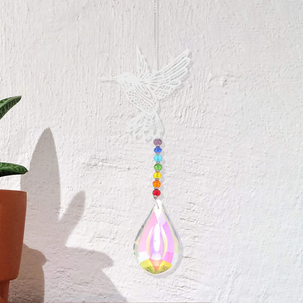 2 قطعة الطائر الطنان معلقة حلية الشمس الماسكون للنوافذ الكريستال ديكور عاكس ضوء ملون نافذة داخلية الجدار الشنق