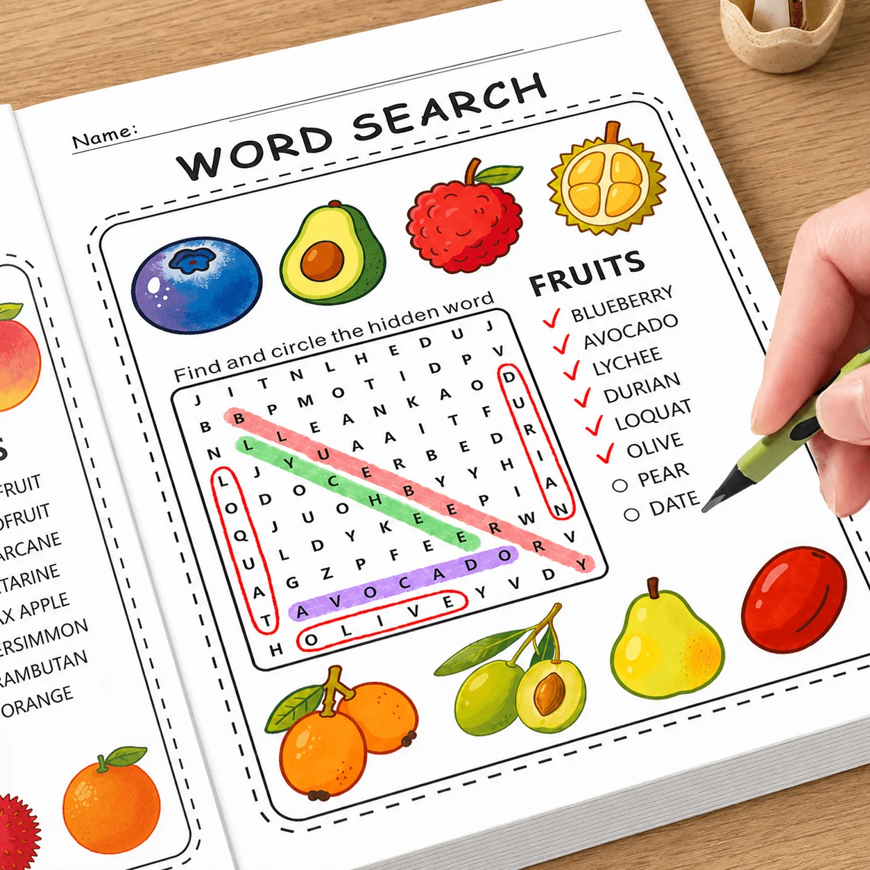 Preschool Word Search & Coloring Book 32 Pages 256 Words Puzzles & Coloring Pages Kids Early English & Art Book