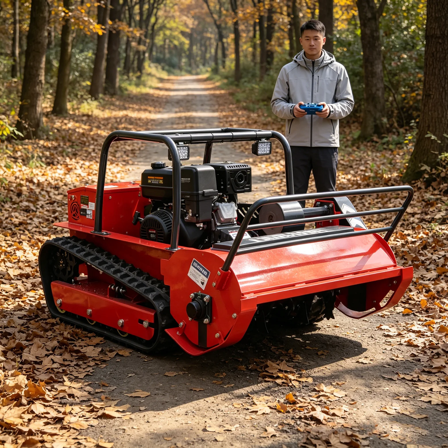 Customized small tracked remote-controlled lawn mower, farm blade automatic lawn mower robot, simple commercial lawn mower price