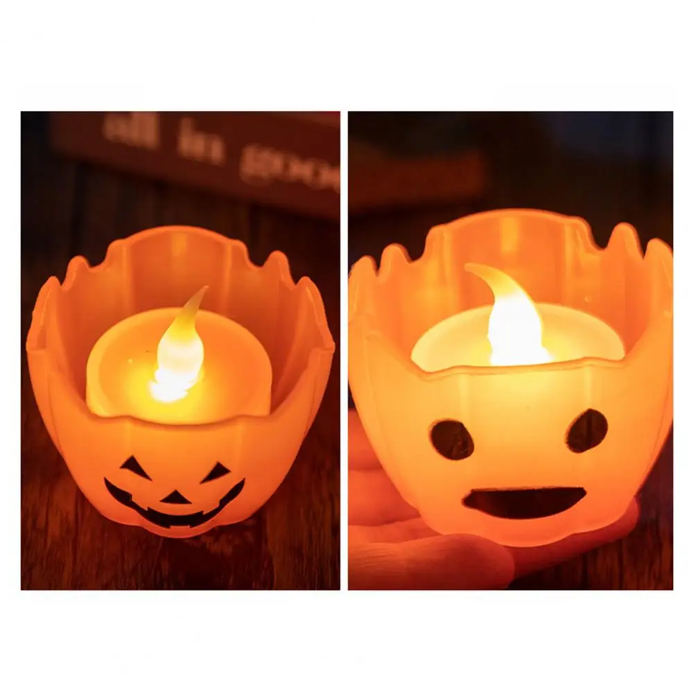 Skull Candle Holder for Halloween Halloween Led Pumpkin Candle Lights Set for Indoor Outdoor Fall Decor 6 Pack Flameless