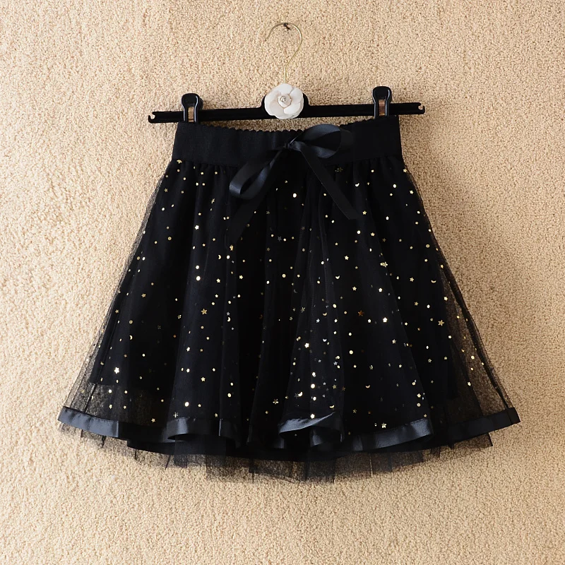 Women\'s High Waist A-Line  Skirt Spring Summer New Style Lace Mesh Fluffy Skirt Pants Skirt Korean Style Commute