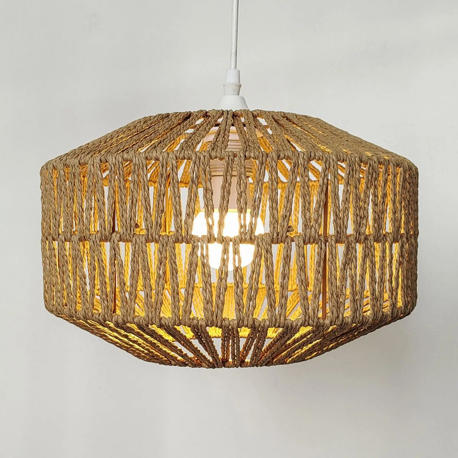 Lamp Shade Rope Lampshade Woven Pendant Cover Decorative Paper Material Round Style Suitable for Living Room Gift Giving
