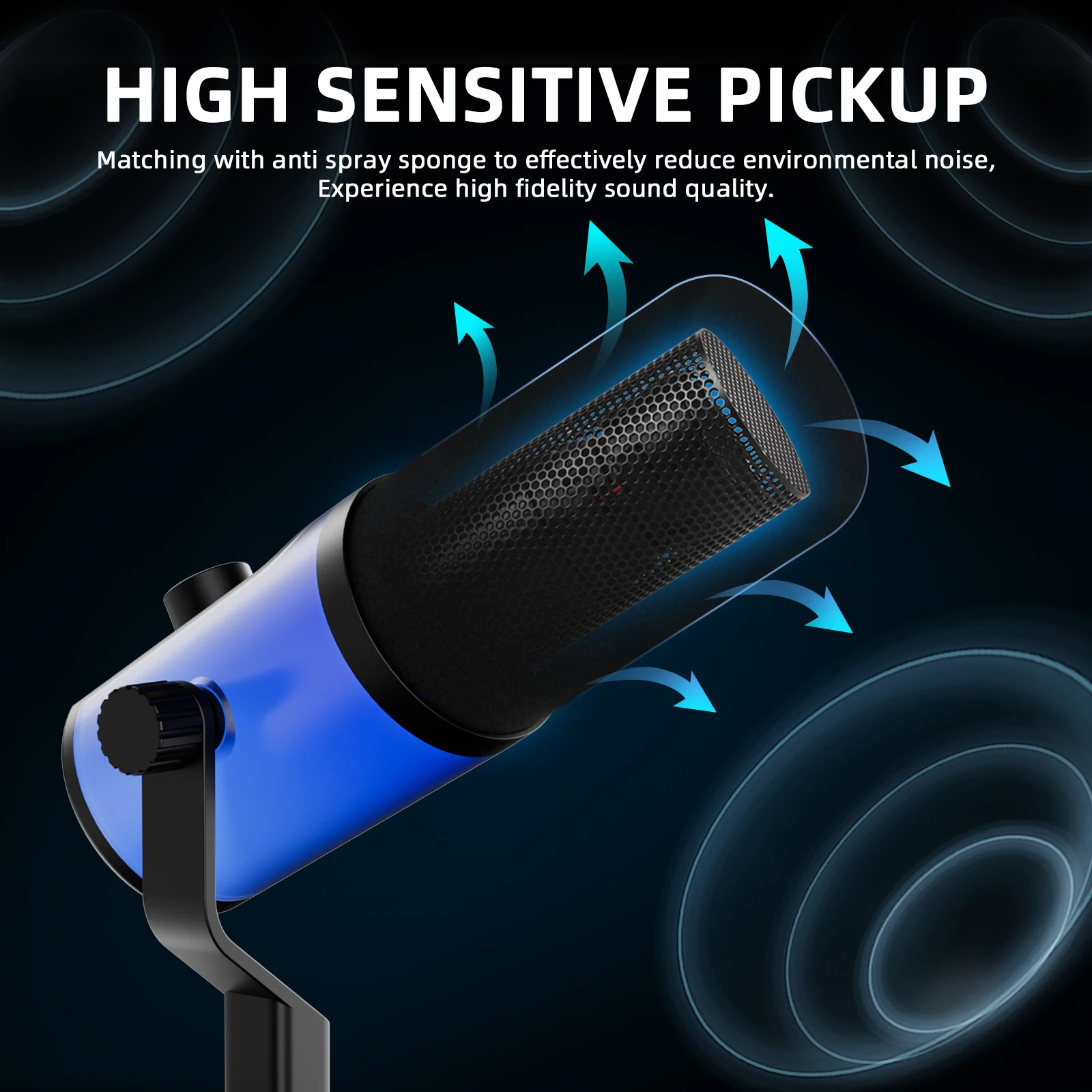 Profesjonalny mikrofon dynamiczny USB XLR z oświetleniem RGB, 3 tryby nagrywania, mikrofon pojemnościowy kardioidalny do streamingu i nagrywania podcastów.