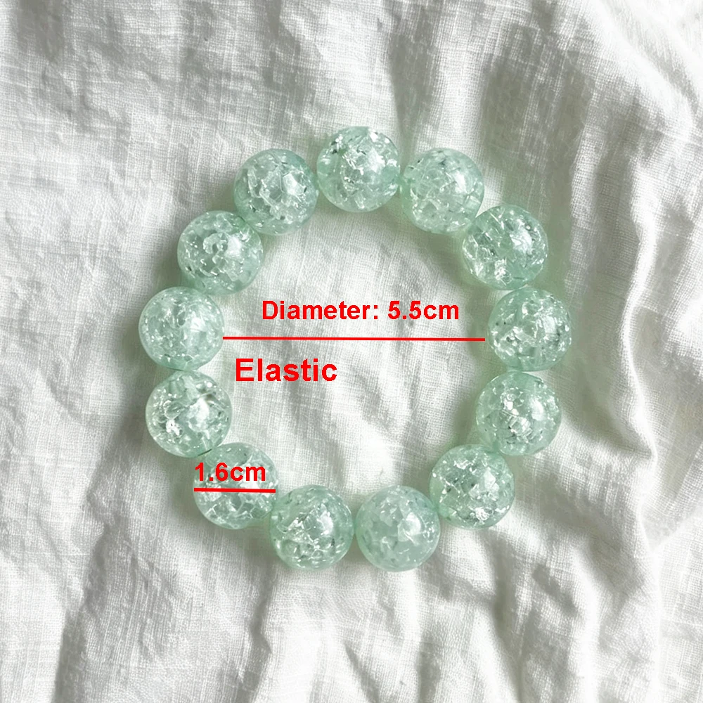 Cute Candy Sweet Shine Acrylic Big Bead Elastic Stacking Bracelet Punk Resin Large Sparkling Bangles Fashion Jewelry