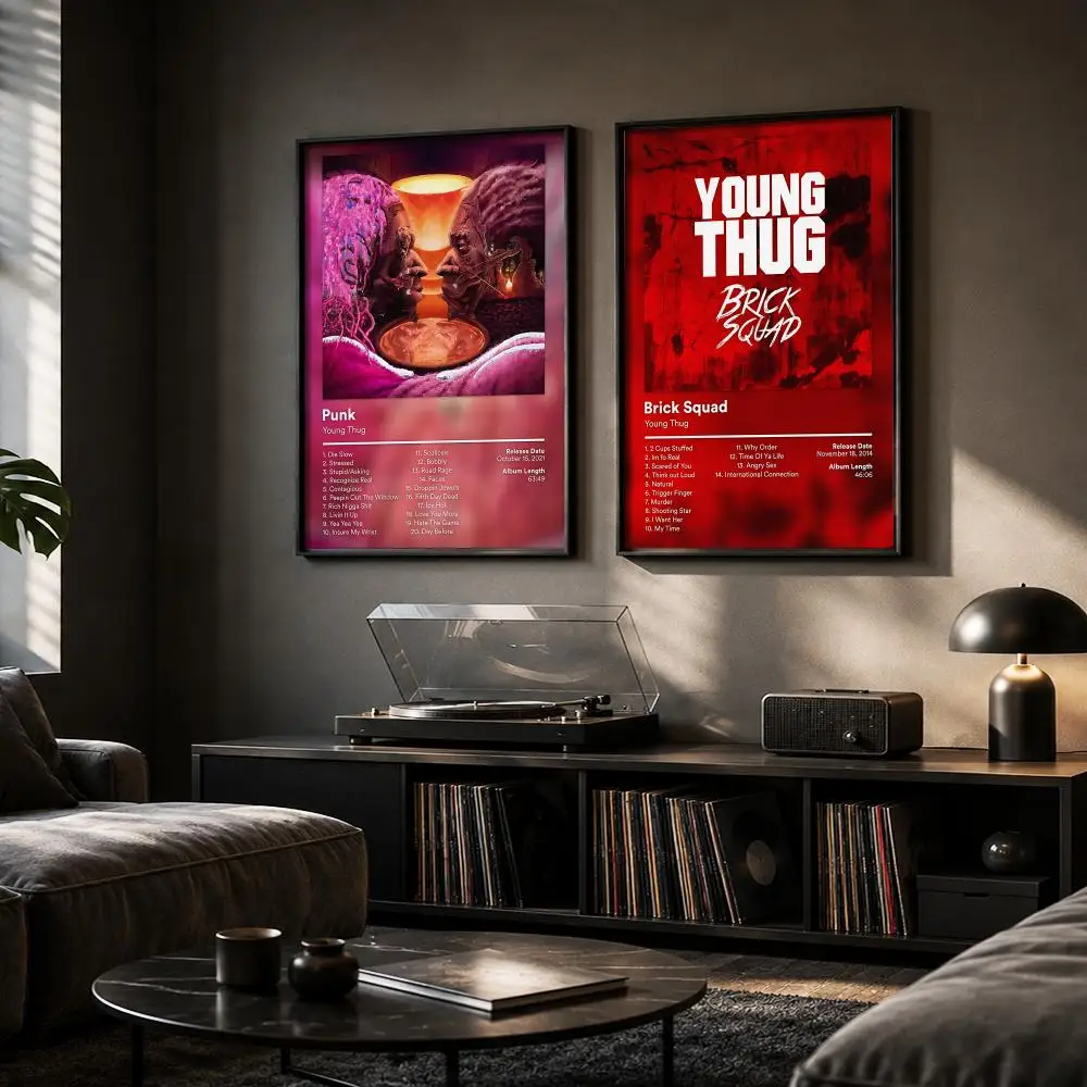 Y-Young Thug Rapper Music Painting Calligraphy Canvas Poster Hallway Bedroom Living Room Home Bar Decoration Interior Wall