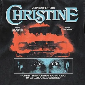 Camiseta de Christine, camiseta con estilo serigrafiado de John Carpenter, camiseta unisex negra teñida en prenda, de peso pesad