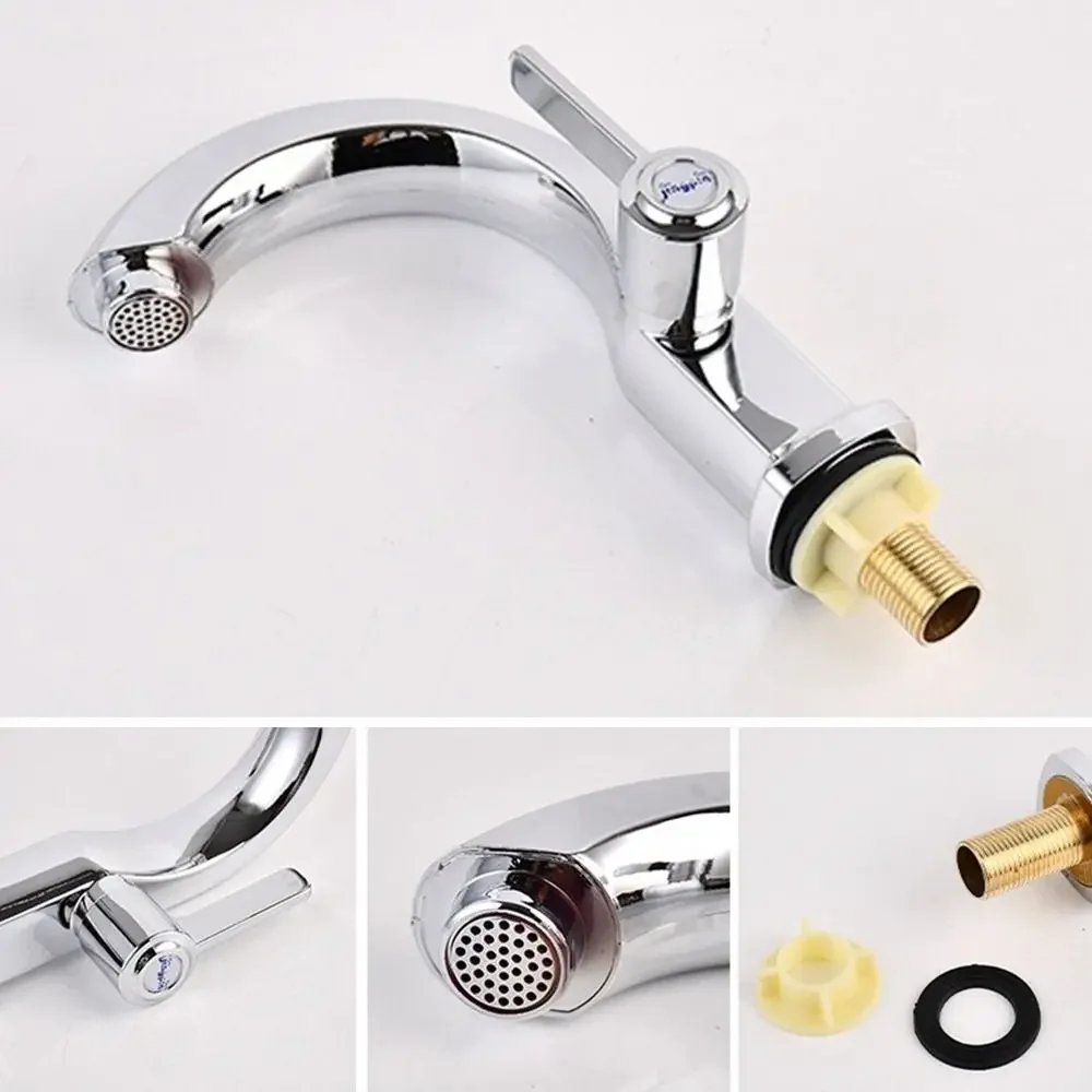 Fashion Single Cold Bathroom Taps Valve Quick Open Basin Faucet Sink Mixer Tap