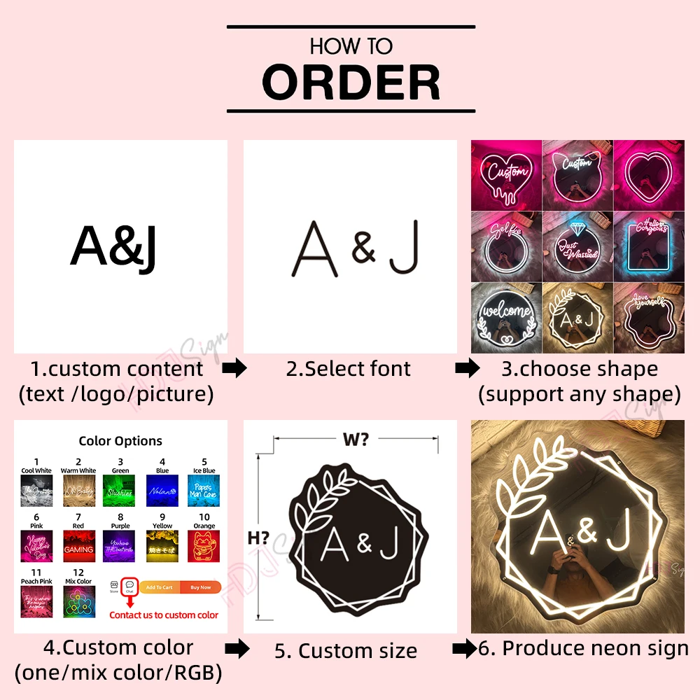 Custom Neon Sign Led Lights Mirror Neon LED Sign Wedding Decor Room Bedroom Neon Light Sign Party Birthday Personalize Gifts