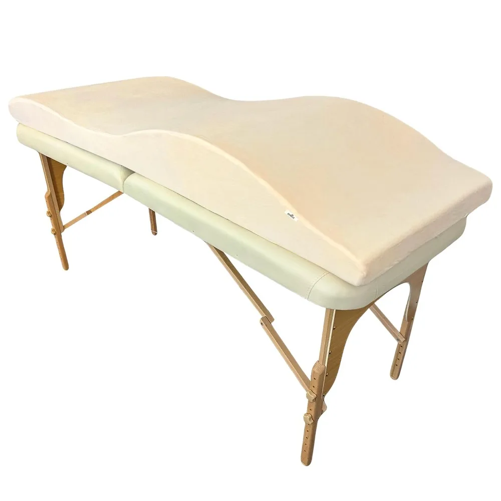 Massagem Bed Topper para salão de beleza, espuma de alta densidade, pelúcia macia, design ergonômico, 23 polegadas, 58 cm, bege