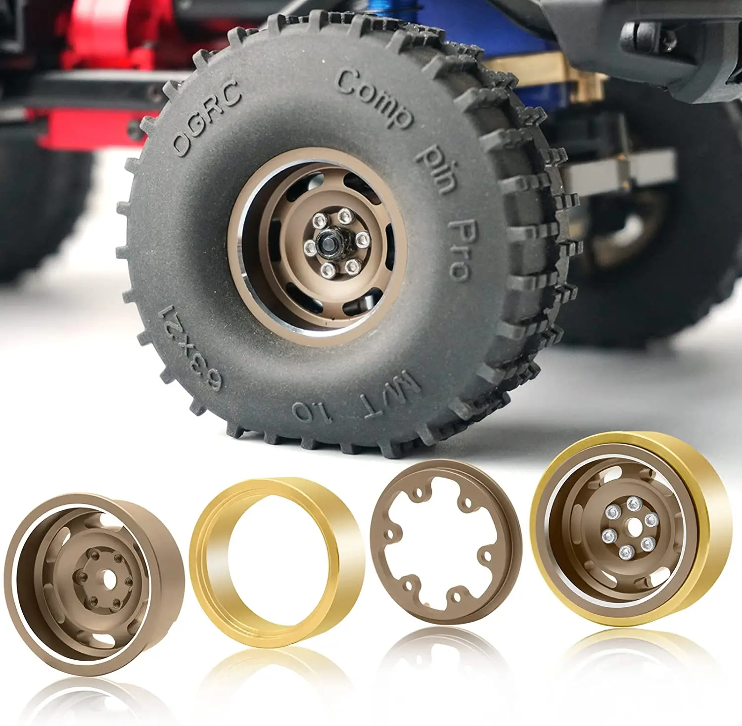 Koła OGRC 1.0 Beadlock 3mm głębokie wygięcie ciężki felgi gąsienicowy TRX4M SCX24 osiowy AX24 FMS FCX24 1/18 1/24 RC części zamienne