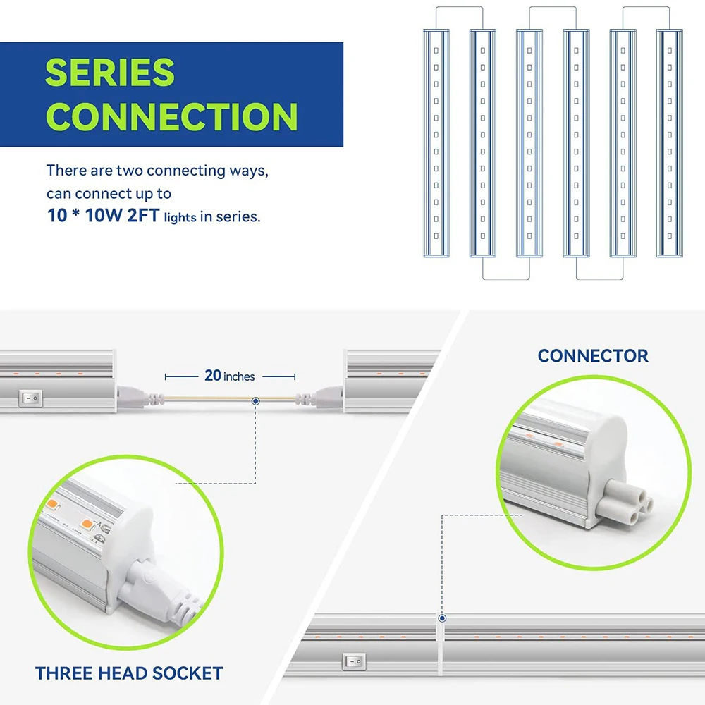 Luz LED para cultivo de plantas, tira T5 de espectro completo, luz hidropónica para crecimiento de plantas de interior, flor vegetal