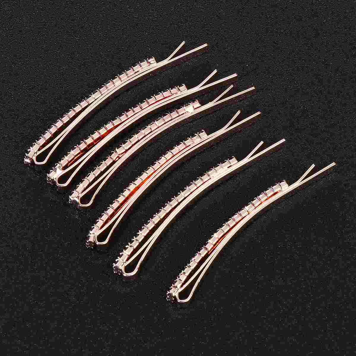 

6 Pcs Women's Bang Clip Hair Pin Wedding Accessories Toppers Barrettes Rhinestone Clips for Bangs