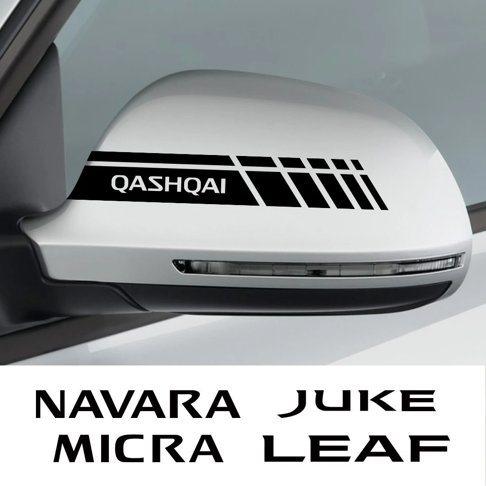 2pcs Car Rearview Mirror Stickers Decals Accessories For Nissan Qashqai Juke Micra Navara Leaf 370Z Pathfinder NV200 Serena 350Z