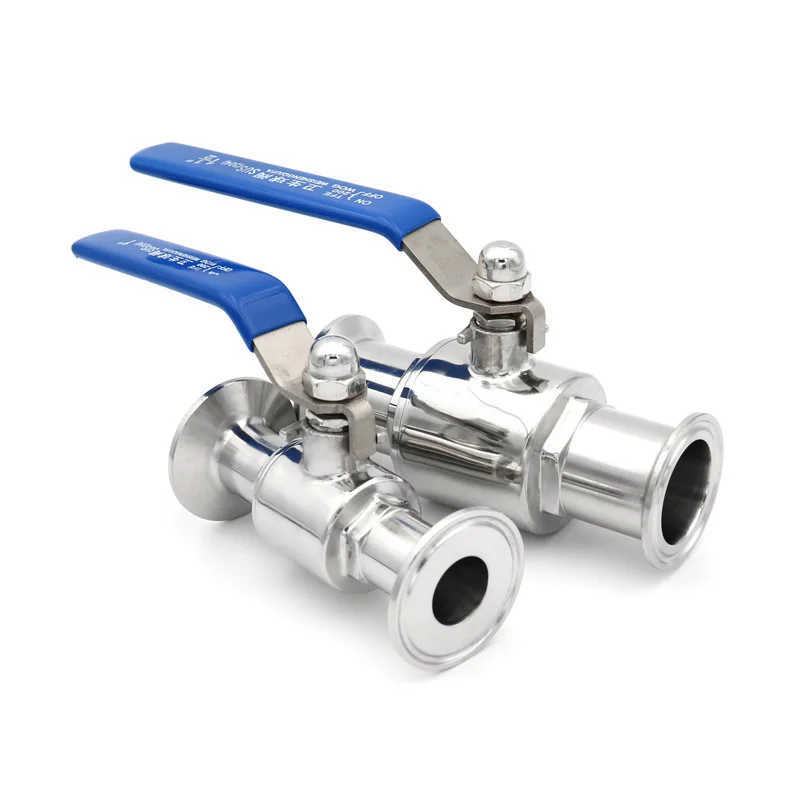 304/316L Stainless Steel Sanitary Straight Ball Valve 19/25/32/38mm Tri Clamp Ferrule 25.4/50.5/64mm Homebrew Diary Product