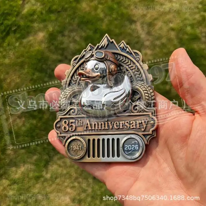 85Th Anniversary Rubber Duck Badge 2026, Adventure Duck Car Badge,Car Emblem Badge 3D Metal Sticker Decal