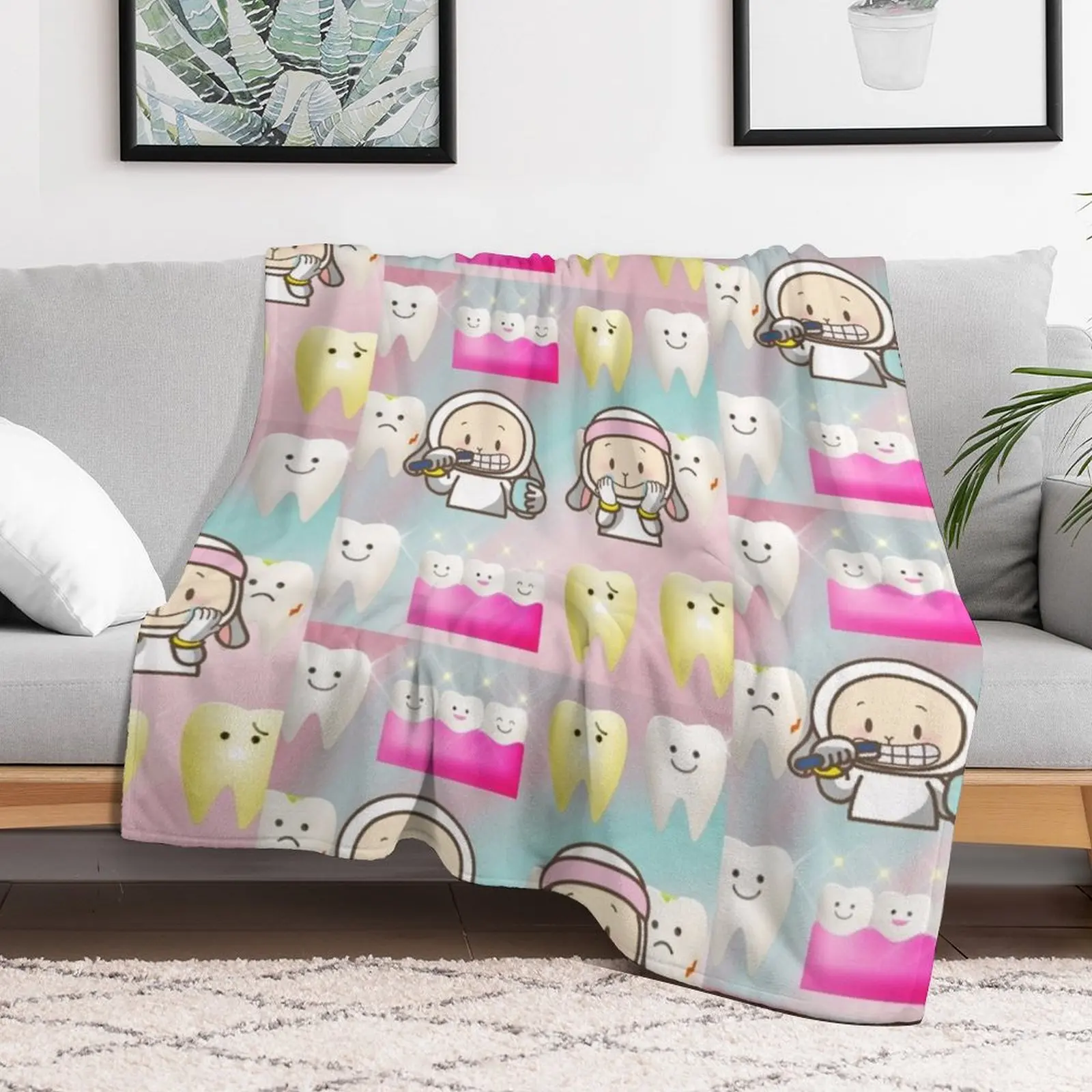 

Brush your teeth and visit the dentist! Throw Blanket anime For Decorative Sofa Quilt Blankets