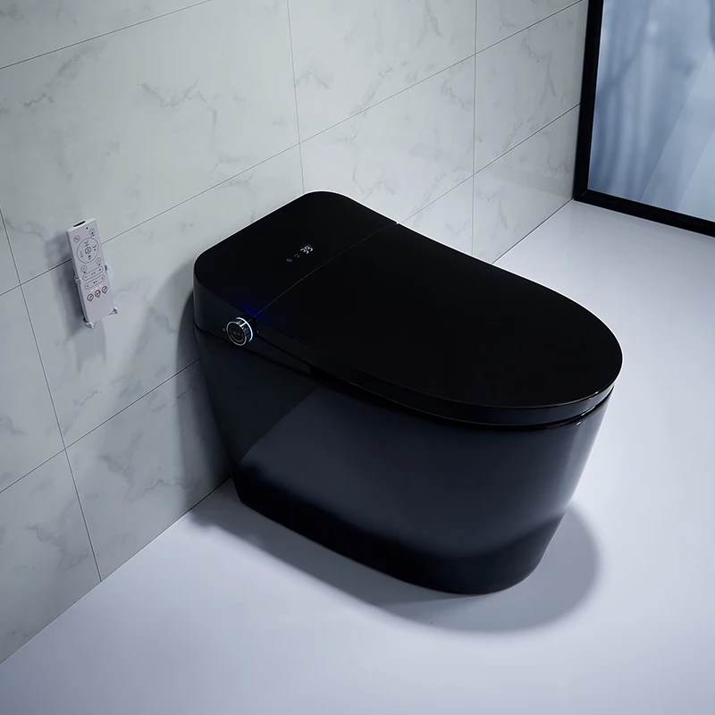 

Роскошный напольный 110 В/220 В автоматический смыв электрический датчик биде керамический автоматический интеллектуальный туалет черный умный туалет