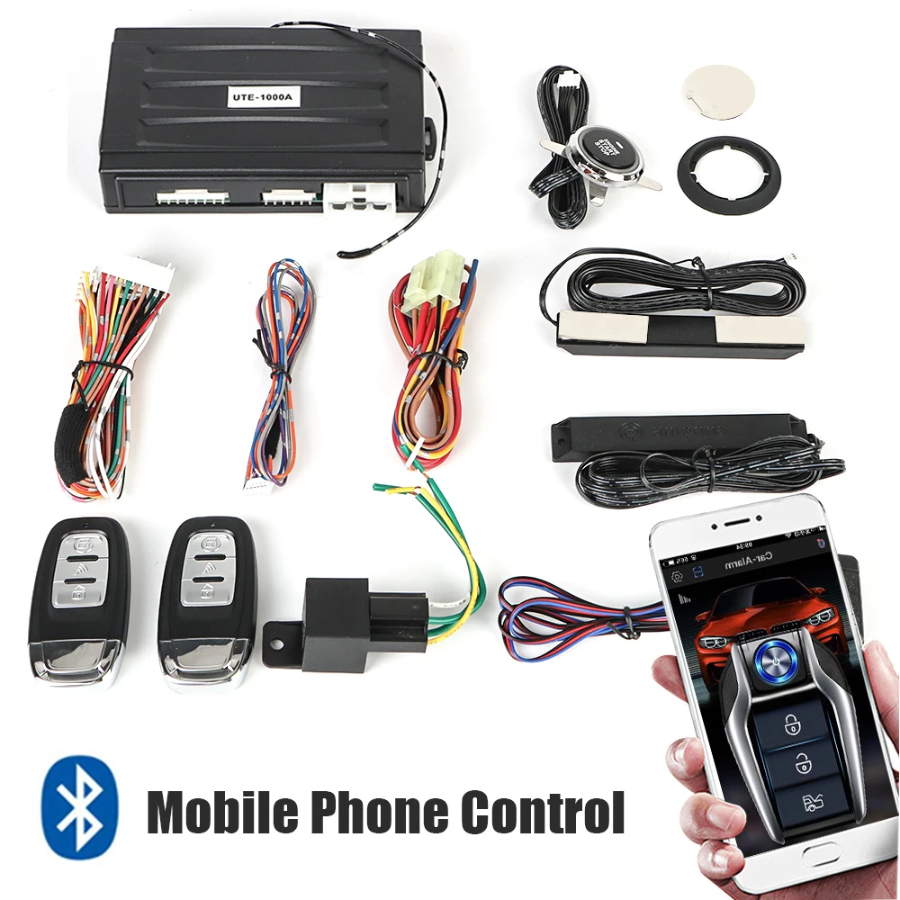 

Remote Start Kit One-button Start Push Systems Smartphone Control Universal Car Start Stop Keyless Entry System