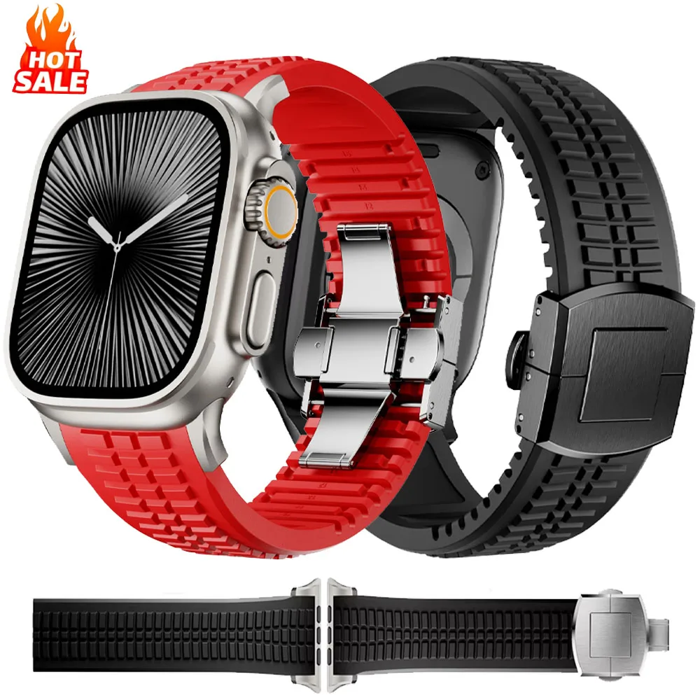 

Силиконовый ремешок для Apple Watch Ultra 3 2 серии 11 10 9 8 7 6 SE 5 4 Спортивный браслет iWatch 44 мм 45 мм 46 мм 49 мм Браслет Correa