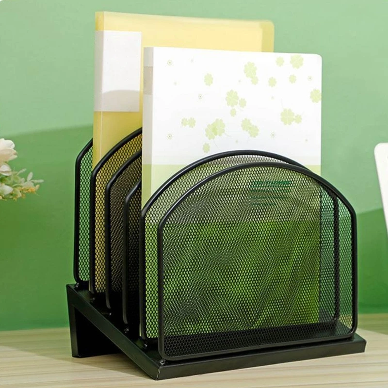 Desk File Organizers Vertical File Folder Holder Metal Rack File Sorter Document Holder for School Office Classroom Dropship