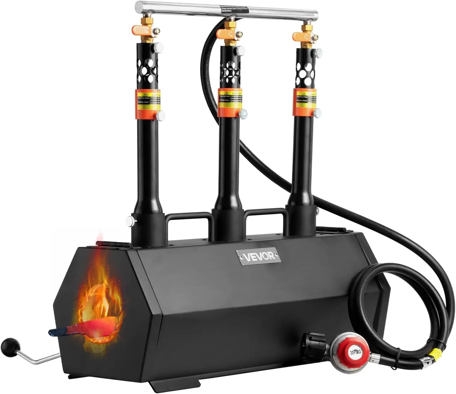 Portable Propane Forge, 3 Burners, 2600℉ Tool and Knife Making Blacksmithing Farrier Forge, Large Capacity Hexagon, Cold-Rolled