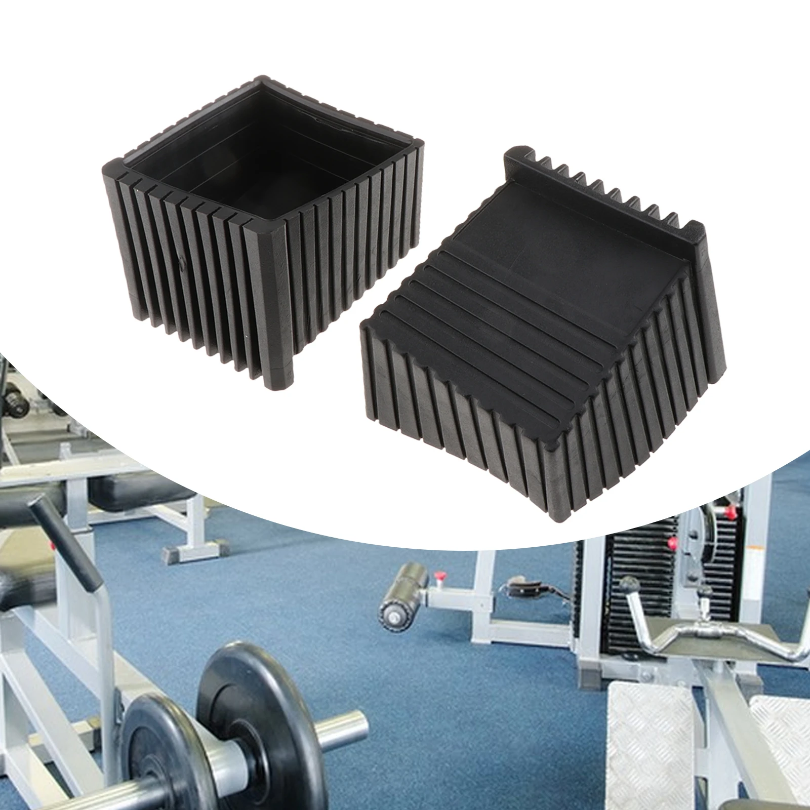 2 Pcs Fitness Equipment End Cap Gym Equipment Rubber End Caps Floor Protectors Replacement Parts Non-slip Square End Cover