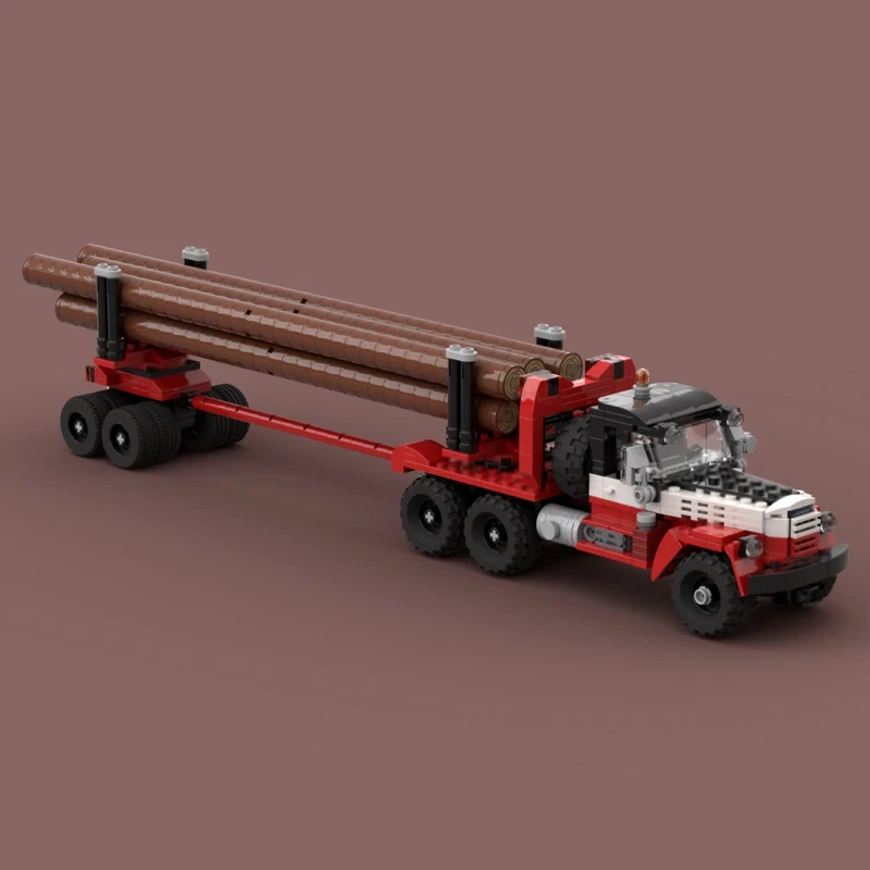 

MOC transport equipment giant logging truck model with pole trailer assembled building blocks toy children's birthday gift