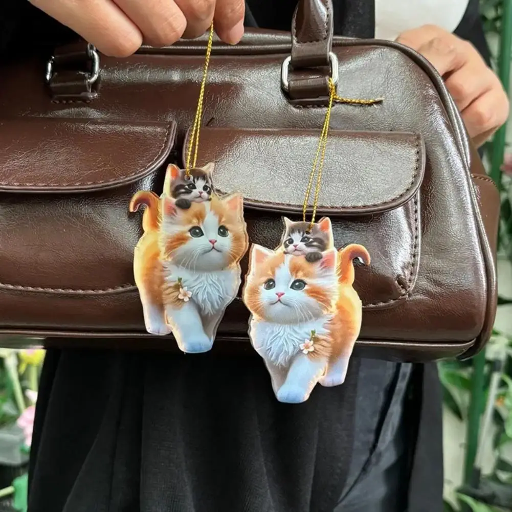 1Pc Cartoon Cat Pendant 2D Cat-themed Home Decor Adorable Cat Acrylic Hanging Decoration for Home Christmas Tree Car Rearview