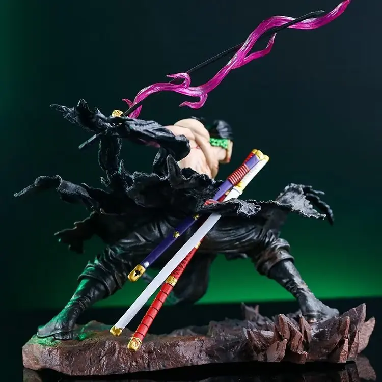 One Piece Anime Statua Bloody Zoro Statua a doppia testa Figura Squisita fattura Animazione Figura Statua Decorazione del desktop