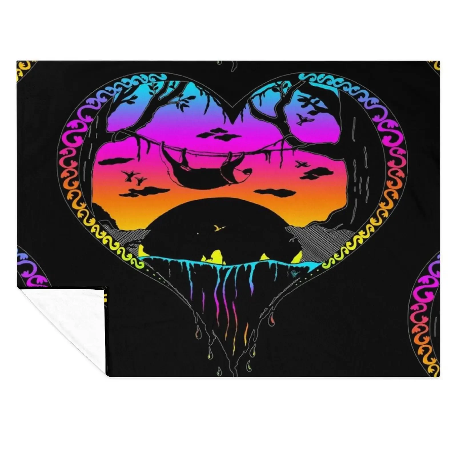 

Sloth Rainbow Heart Throw Blanket Luxury Hair Summer Warm Blankets