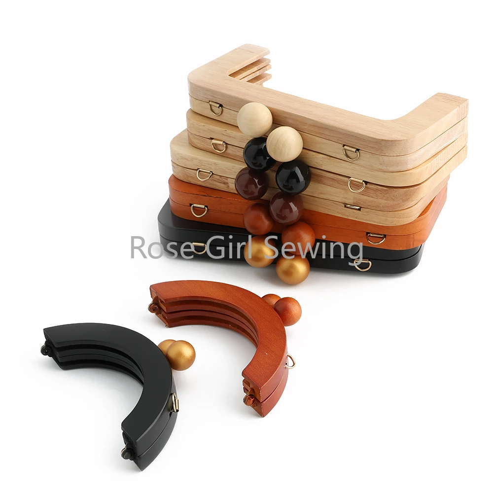 

2/5/10PCS 20x8cm,13.5x6cm Big Bead Wooden Purse Frame With Screws DIY Sewing Bag Handle For Replacement Crossbody Accessories