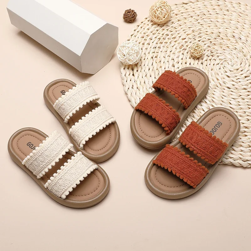 

Новинка лета 2024, детская обувь на мягкой подошве, Женская плетеная обувь, римские тапочки для девочек, пляжная обувь