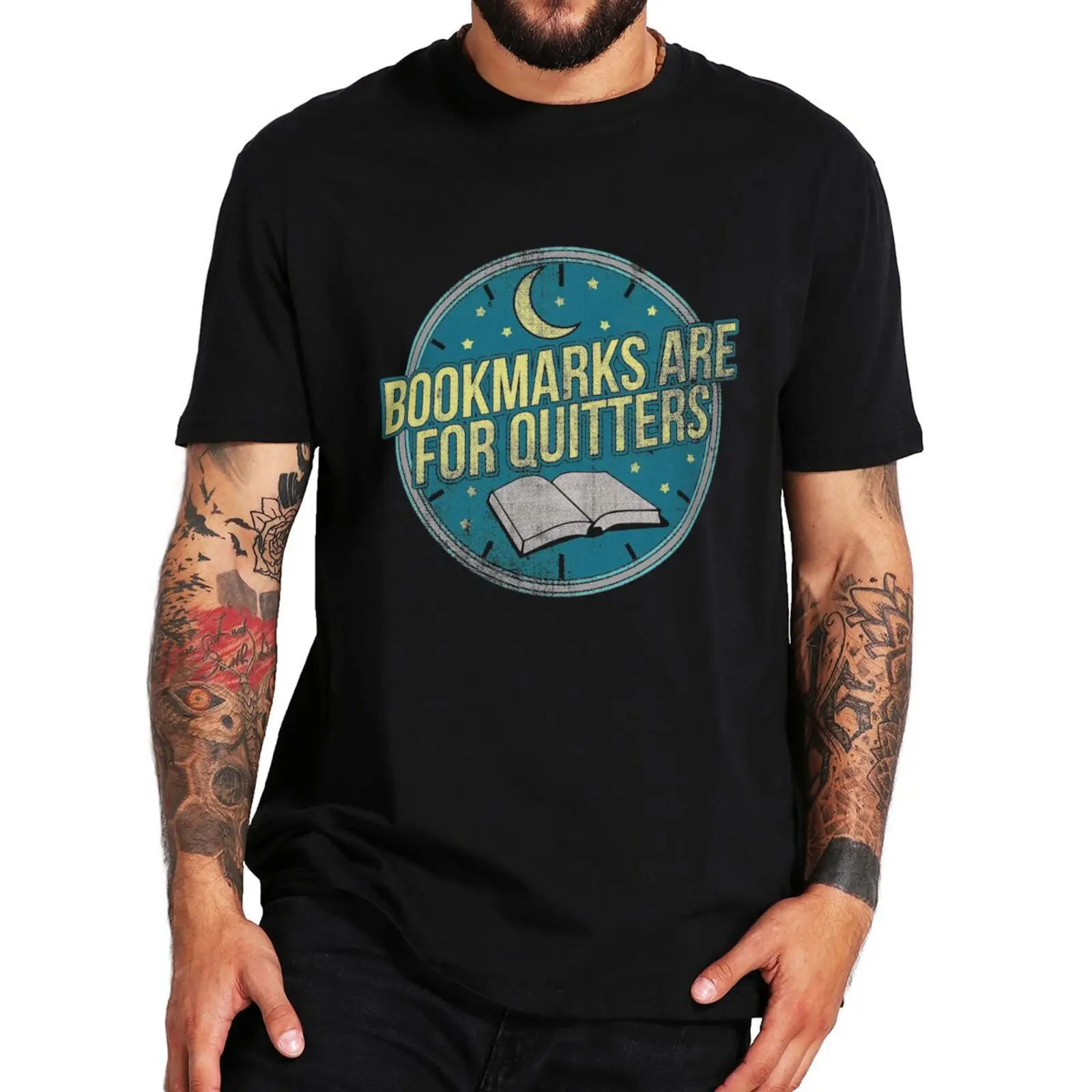 Mens tee-shirt Bookmarks Are For Quitters T Shirt Funny Memes Humor Gift Tee Tops  Cotton Unisex Casual Soft T-shirts