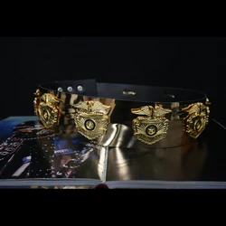 Impersonator Michael Joseph Jackson Costumes Stuff BAD Metal Eagle with Leather Belts