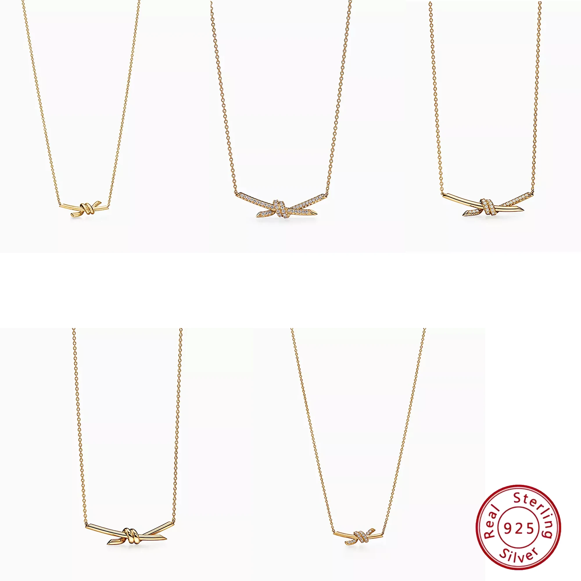 

Pure silver s925 knot gold necklace, classic, fashionable, exquisite, bright, and delicate women's jewelry gift
