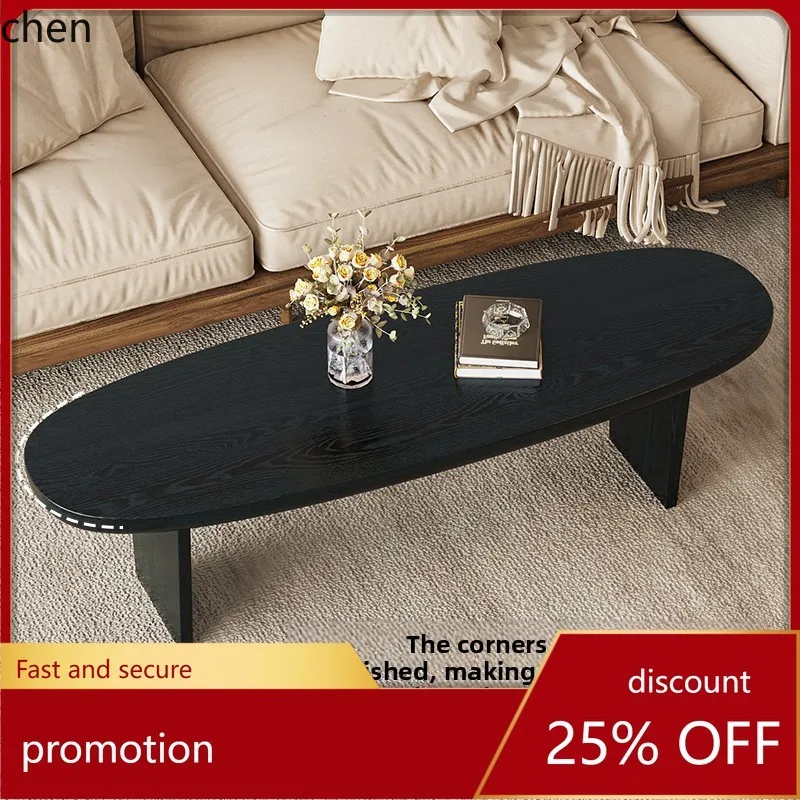 

HT Vintage Style Coffee Table Living Room Oval Shape Internet Celebrity Coffee Table Wabi-Sabi Style Creative High-End Feel