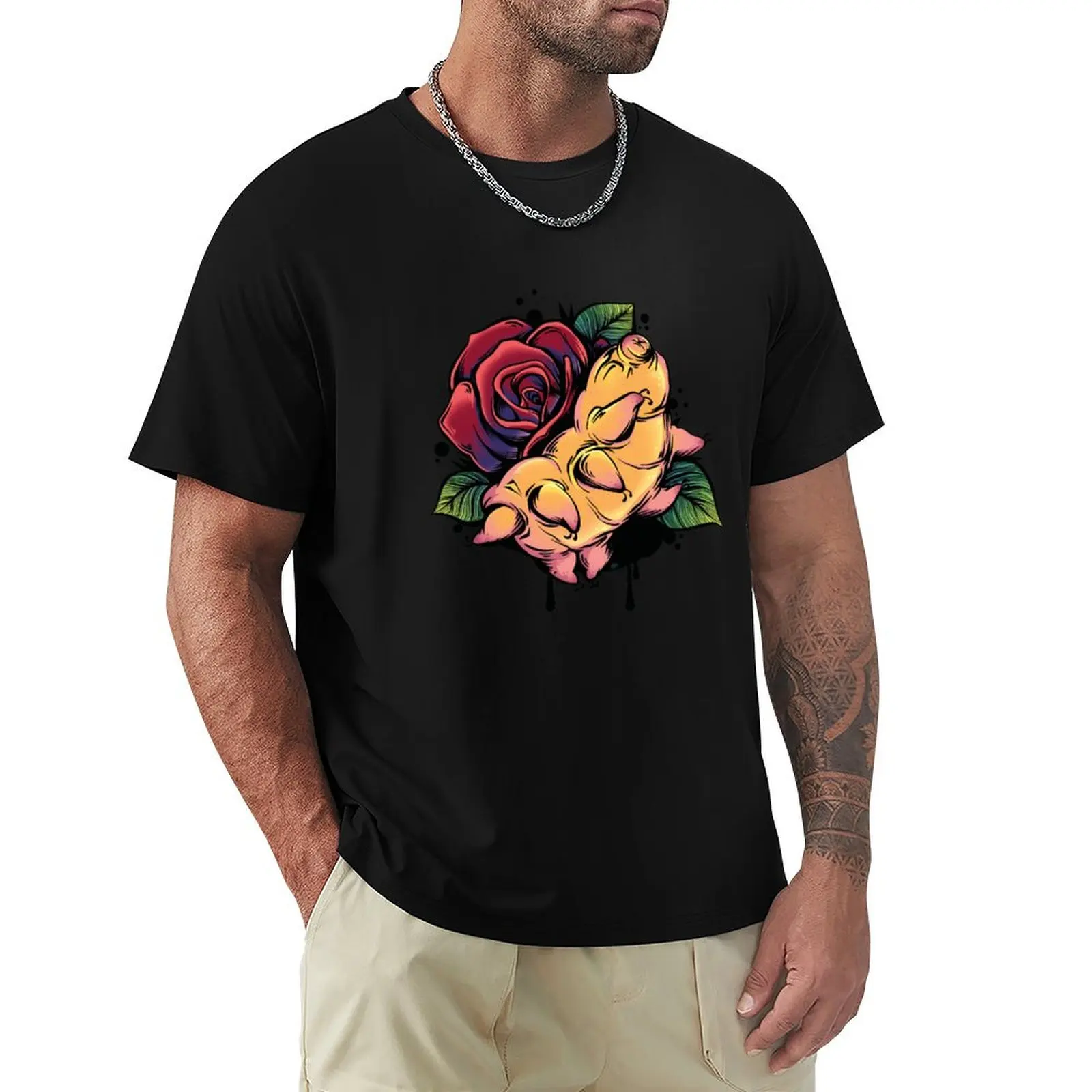 

Tardigrade Rose Colorful Tattoo T-Shirt Plus Size Lightweight Top