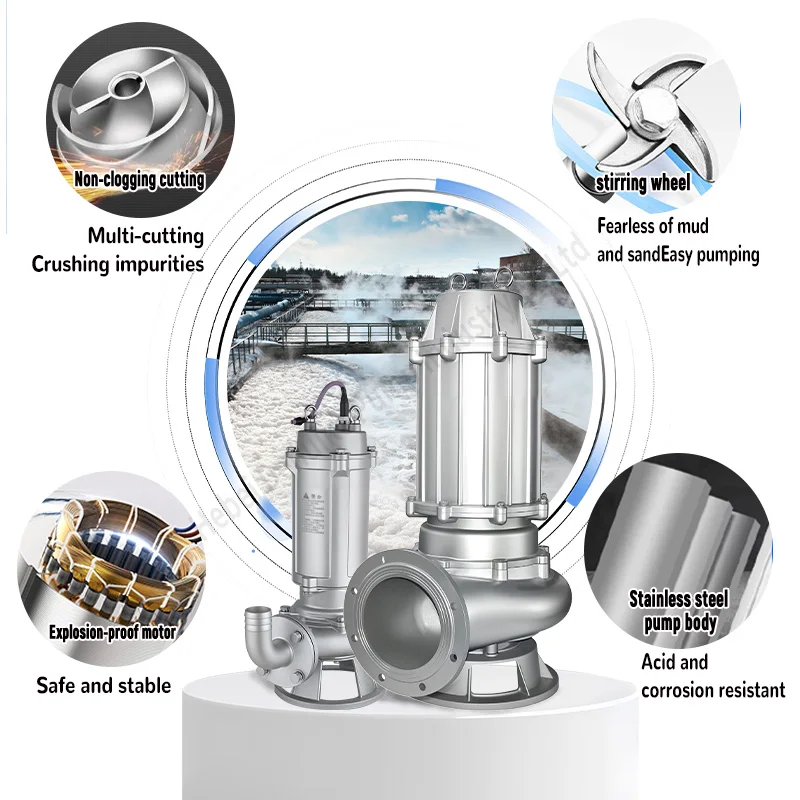 Bomba de aguas residuales Bomba de succión de arena subacuática Bomba de lodo trituradora de aguas residuales de agua de corte sumergible