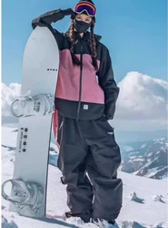John Snow 2024 Einzel- und Doppelboard-Skianzug-Set für Herren Damen Paare Trendige Lockere Wasserdichte Winddichte Skihose Skijacke