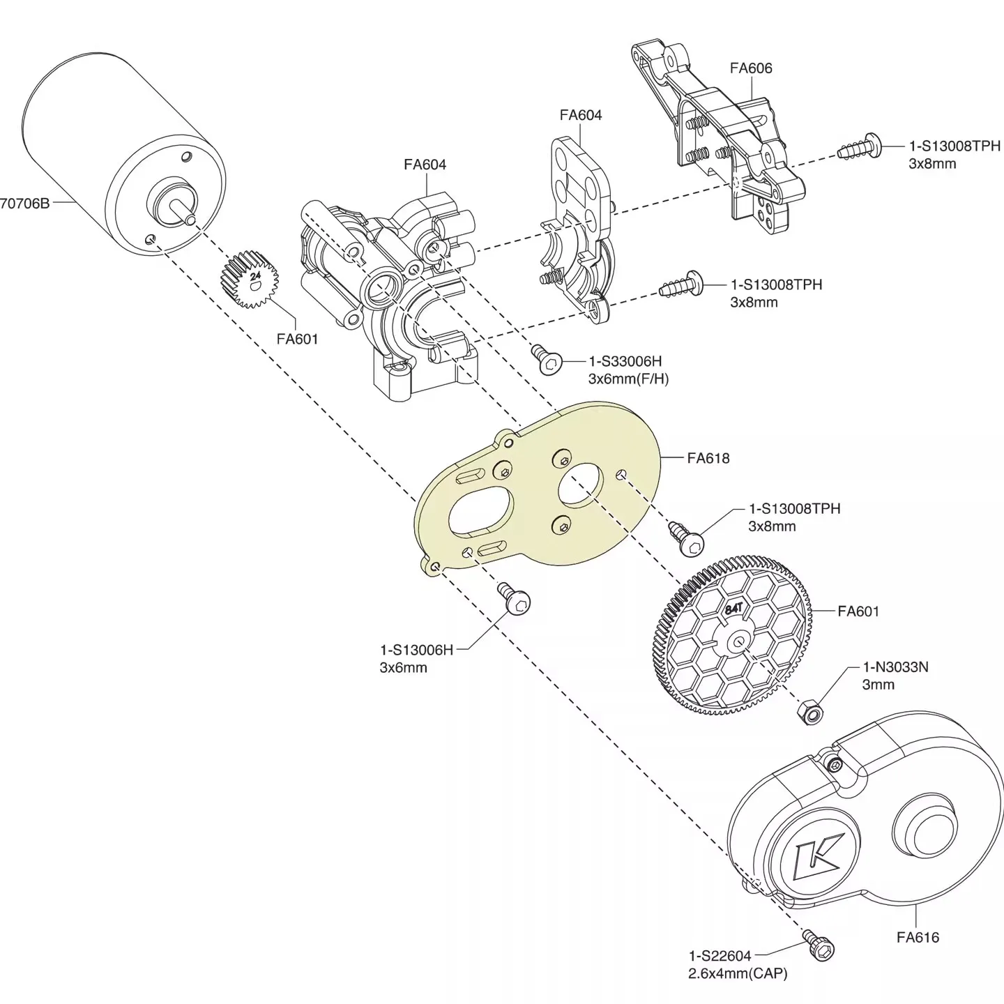 X-spede Kyosho 1/10 FazerD2 AE86 aluminiowy wspornik chłodzenia silnika + wspornik wentylatora