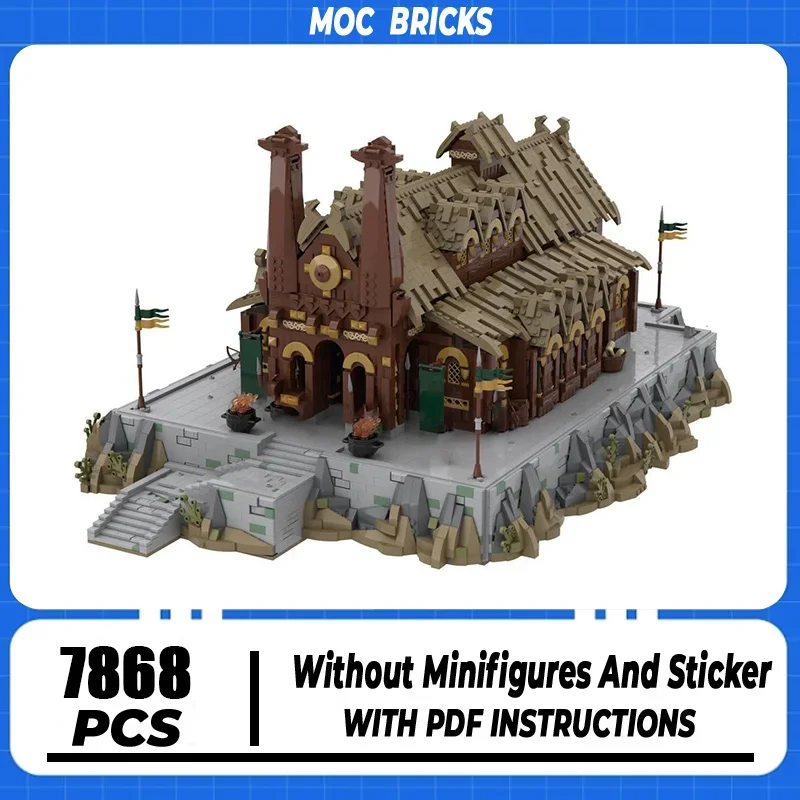 Magical Rings Moc Building Blocks Movie Scene UCS Golden Hall Model Castle Bricks DIY Assembly Street View Toys  Gifts