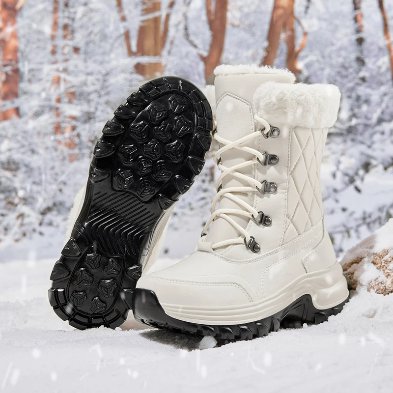 Women Shoes Winter Boots Waterproof Snow Boots Mid-Calf Plush Warm Boots Female Platform Outdoor Comfortable Booties for Women