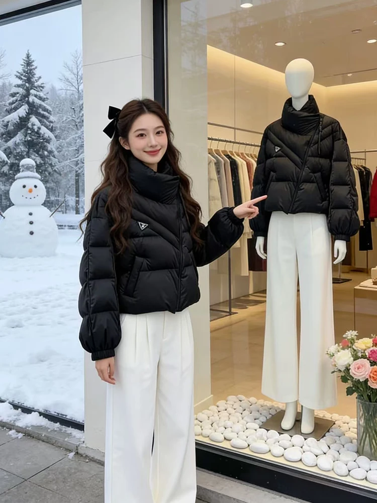 

Women's Casual Loose Thiened Cotton Jaet Zipper Design Winter Outerwear ort Sle Korean Version Long Sve ort Coat