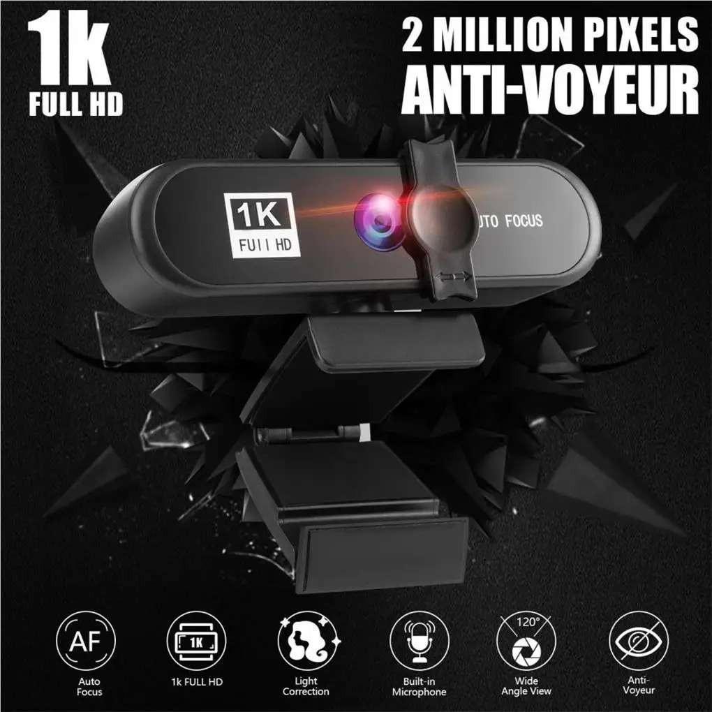 Webcam 4K High Definition Camera Microphone Computer Desktop Meeting Office Live Streaming Video Autofocus Privacy