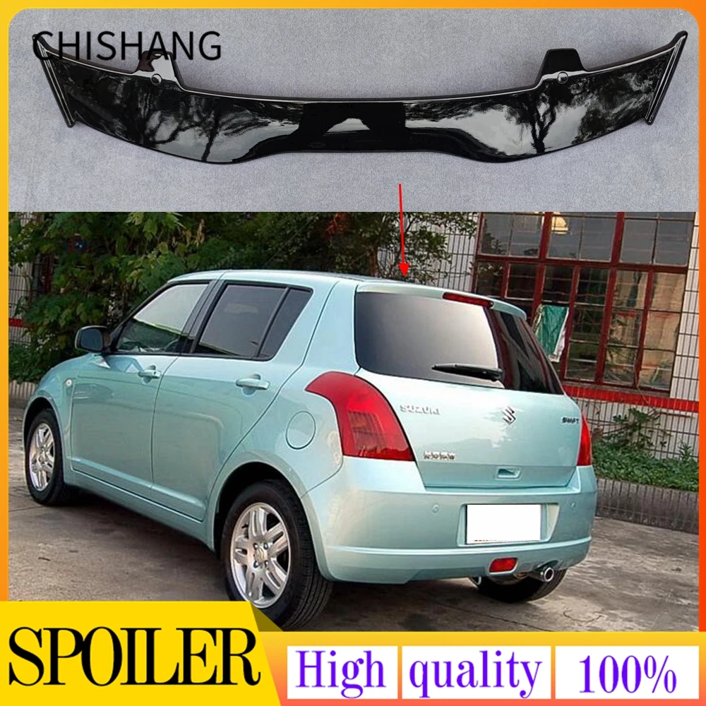 Universal Spoiler For Suzuki Swifts/ alto Spoiler ABS Plastic Carbon Look Rear Roof Wing Car Body Kit Accessories 2006 - 2022