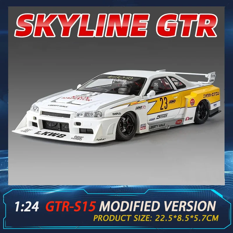 Nissan GTR R34 Skylin-modelo de coche de aleación Fast & Furious, sonido y luz, juguete coleccionable para niños, regalo de cumpleaños, 1:24