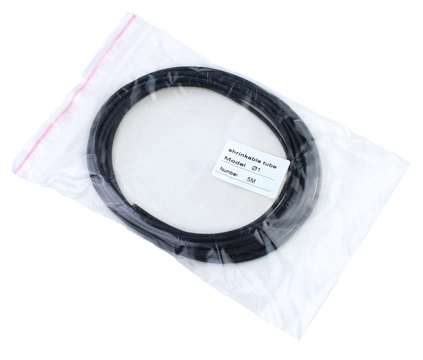Round Diameter 1mm/1.5mm/2mm/2.5mm/3mm/3.5mm/4mm/5mm/6mm/8mm/10mm/Length 5M Heat Shrink Tubing Shrinkable Tube Black Wire Wrap