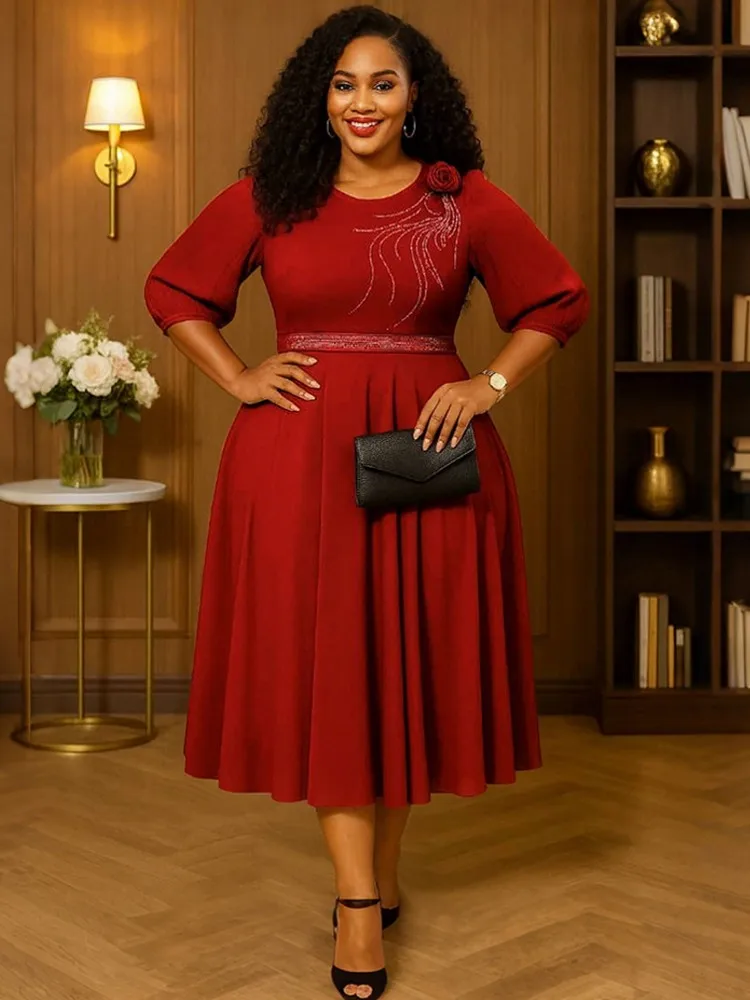 

Африканские платья для женщин, элегантное платье дашики 202, осенне-летнее платье миди, женская традиционная африканская одежда Fairy Dreaes