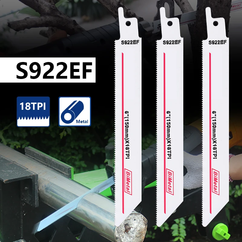 CMCP 1/2pcs 6 Inch Reciprocating Saw Blade S922EF 18TPI Bi-Metal Jig Saber Saw Blades Metal Cutting Tools For Wood